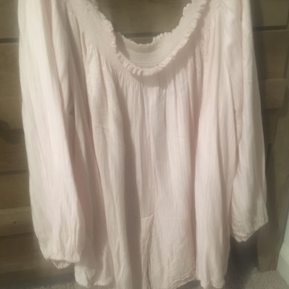 Size xl Off the shoulder baby pink striped blouse